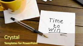  Presentation with coffee cup - Cool new PPT layouts with employee wishes - time to win think positive backdrop and a tawny brown colored foreground