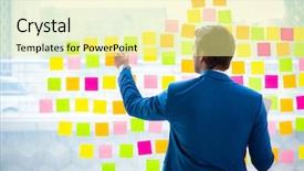  Presentation with employee - Slides enhanced with employee with many conflicting priorities background and a blonde colored foreground