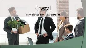  Presentation with personal belongings - Cool new PPT theme with employee with personal belongings leaving backdrop and a light gray colored foreground