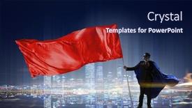  Presentation with skills - Beautiful slides featuring employee with super skills backdrop and a navy blue colored foreground