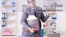  Presentation with employee working in industry - Presentation theme having employee with too much work background and a light blue colored foreground