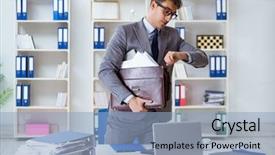  Presentation with work from hom - Theme having employee with too much work background and a light blue colored foreground