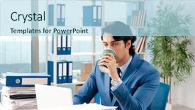  Presentation with employee - Theme having employee with too much work background and a  colored foreground