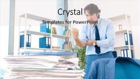  Presentation with employee anniversary work office - Audience pleasing slide set consisting of employee with too much work backdrop and a  colored foreground