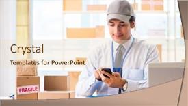  Presentation with employee service anniversary - Colorful theme enhanced with employee working in box delivery backdrop and a  colored foreground