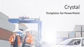  Presentation with shipping - Slides having employee working in shipping port background and a white colored foreground