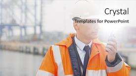  Presentation with shipping - Amazing slides having employee working in shipping port backdrop and a white colored foreground