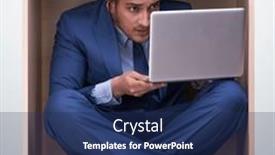  Presentation with space - Slides with employee-working-in-tight-space and a navy blue colored foreground