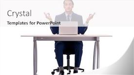  Presentation with employee - Presentation design enhanced with employee working isolated on white background background and a white colored foreground