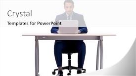  Presentation with employee - Amazing presentation theme having auditor - employee working isolated on white backdrop and a white colored foreground