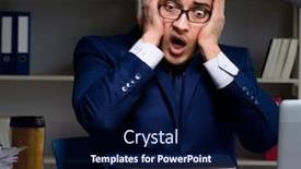  Presentation with task - Presentation theme with employee working late to finish important deliverable task background and a navy blue colored foreground