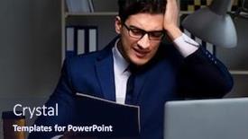  Presentation with task - Amazing slide deck having employee-working-late-to-finish backdrop and a navy blue colored foreground
