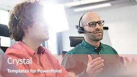  Presentation with office - Beautiful presentation theme featuring employee years service - mid adult businessman talking backdrop and a coral colored foreground