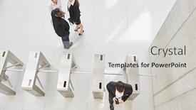  Presentation with control - Theme consisting of employees-at-the-check background and a light gray colored foreground