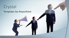  Presentation with employee anniversary work office - PPT theme enhanced with employees blaming each other background and a sky blue colored foreground