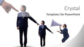  Presentation with employees - PPT theme enhanced with employees blaming each other in the office background and a white colored foreground