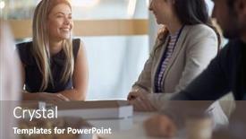  Presentation with lunch - Presentation featuring employees-chatting-at-lunch-break background and a tawny brown colored foreground