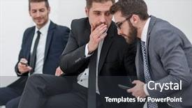  Presentation with employee anniversary work office - Audience pleasing slide deck consisting of employees discuss the news sitting backdrop and a  colored foreground