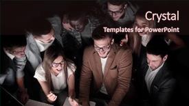  Presentation with employees rights - Presentation enhanced with employees discussing a new financial background and a wine colored foreground