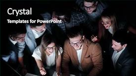  Presentation with employees - Slide deck enhanced with employees discussing a new financial background and a black colored foreground