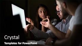  Presentation with employees - Colorful presentation enhanced with employees-discussing-business-problems backdrop and a black colored foreground