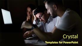  Presentation with employees - Slides with employees-discussing-business-problems background and a wine colored foreground