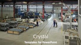  Presentation with employees - Audience pleasing PPT layouts consisting of employees-in-hardhats-working backdrop and a gray colored foreground