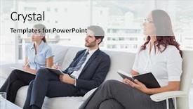  Presentation with listening - Cool new presentation design with employees listening to a presentation backdrop and a  colored foreground