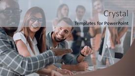  Presentation with company - PPT theme enhanced with employees-of-the-company-hold background and a light gray colored foreground