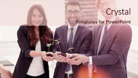  Presentation with company - Colorful PPT theme enhanced with employees of the company keep backdrop and a lemonade colored foreground