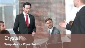  Presentation with company - Cool new slides with businessman is holding a seminar backdrop and a  colored foreground