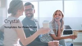  Presentation with lobby - PPT layouts enhanced with employees-of-the-company background and a light blue colored foreground