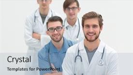  Presentation with medical imaging center mri - Presentation design with employees of the medical center background and a light blue colored foreground