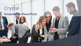  Presentation with sms - Theme consisting of employees-reading-sms-messages background and a sky blue colored foreground