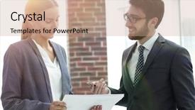  Presentation with company - PPT layouts having employees to discuss business matter background and a coral colored foreground