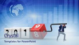  Presentation with reveal - Presentation having employees transition - businessman employee rotating cube background and a sky blue colored foreground