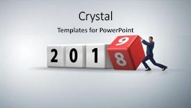  Presentation with reveal - Theme having employees transition - businessman employee rotating cube background and a  colored foreground