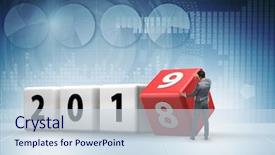  Presentation with reveal - Audience pleasing slides consisting of employees transition - businessman employee rotating cube backdrop and a  colored foreground