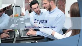  Presentation with business remote work - Amazing PPT theme having employees use computers to work backdrop and a  colored foreground