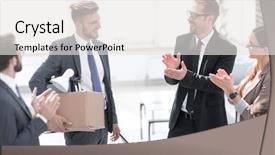  Presentation with welcome aboard new staff - Presentation design consisting of employees welcome the new team background and a white colored foreground