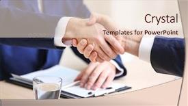  Presentation with interview - PPT layouts featuring employer and applicant shaking hands at interview background and a lemonade colored foreground