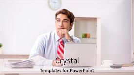  Presentation with young students working in groups - Slide deck with business concern - young attractive businessman working background and a lemonade colored foreground