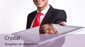  Presentation with branding - Slide deck consisting of employer branding - closeup of a young business background and a light blue colored foreground