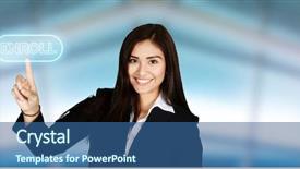  Presentation with ready - Slide set having employer branding - confident businesswoman who is ready background and a ocean colored foreground