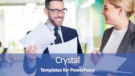  Presentation with employer benefits - Slide set enhanced with employers - happy employer and young manager background and a  colored foreground