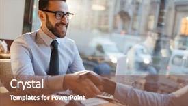  Presentation with business partner - Presentation theme having employers - successful man shaking hand background and a tawny brown colored foreground