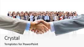 Presentation with business and politics handshake - Theme with employment - handshake isolated on business background background and a light gray colored foreground