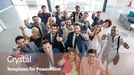  Presentation with five business people standing together and smiling - Audience pleasing slides consisting of employment - portrait of thumb up smiling backdrop and a coral colored foreground