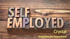  Presentation with self - Slide set consisting of employment - self employed word abstract background and a tawny brown colored foreground