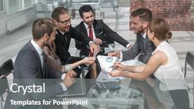  Presentation with planning - Beautiful PPT theme featuring employment economy - global finacial business meeting backdrop and a gray colored foreground